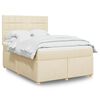 vidaXL Boxspring met matras stof cr&egrave;mekleurig 140x190 cm