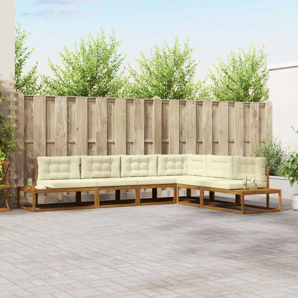 vidaXL Buiten bankenset 6 Stuk Natuurlijk en Cr&egrave;me