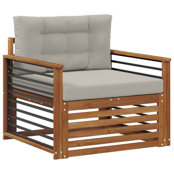 vidaXL Buiten bankenset Massief Acaciahout en Polyester Naturel