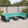 vidaXL Tuinbankenset met kussen 11 pcs Zwart poly rattan
