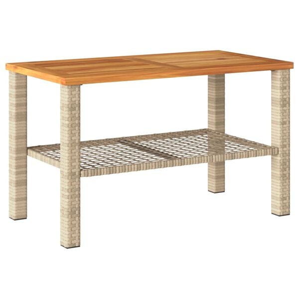 vidaXL Tuintafel 70x38x42 cm poly rattan en acaciahout beige