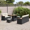 vidaXL Tuinbankenset met kussen 10 pcs Zwart en Cr&egrave;me poly rattan