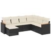 vidaXL 7-delige Loungeset met kussens poly rattan zwart