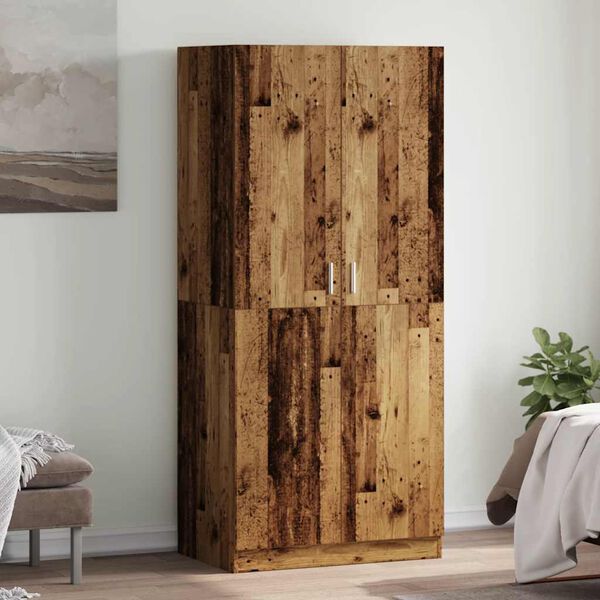 vidaXL Kledingkast 90x52x200 cm bewerkt hout oud houtkleurig