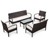 vidaXL 5-delige Loungeset met kussens poly rattan bruin