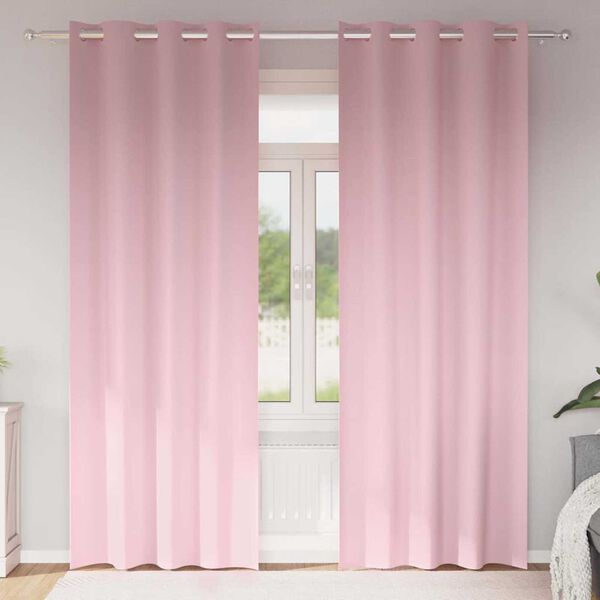 vidaXL Zwart-out Gordijnen met Ringen 2 pcs Babyroze 260 x 140 cm