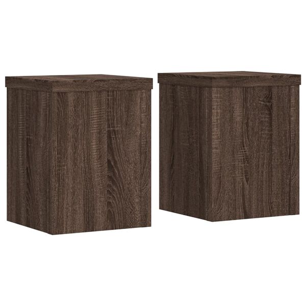 vidaXL Plantenstandaards 2 st 15x15x20 cm bewerkt hout bruin eiken