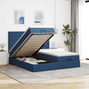 vidaXL Ottoman bed met matrassen 180x200cm stof blauw