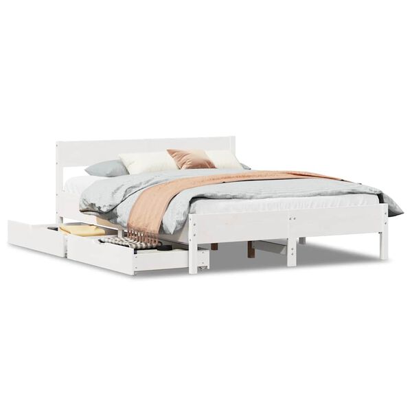 vidaXL Bedframe zonder matras massief grenenhout wit 120x190 cm