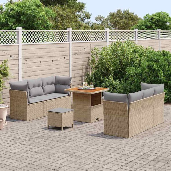vidaXL Tuin Sofa Set 9 pcs Beige poly rattan