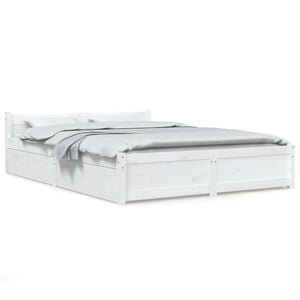 vidaXL Bedframe met lades wit 140x190 cm