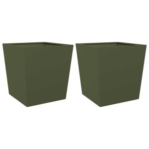 vidaXL Plantenbakken 2 st 50x50x50 cm staal olijfgroen