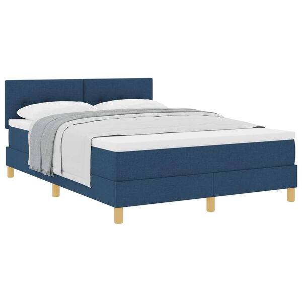 vidaXL Boxspringbed met matras met hoofdeinde Blauw 140 x 190 cm Stof