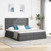 vidaXL Opslag bed met matras Donkergrijs 200 x 200 cm Nep Leer