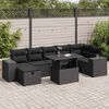 vidaXL 5-delige Loungeset met kussens poly rattan zwart