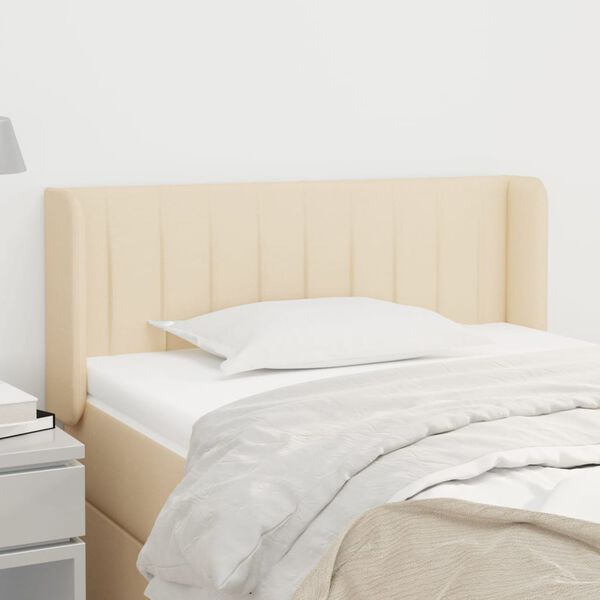 vidaXL Hoofdbord met randen 83x16x78/88 cm stof cr&egrave;mekleurig