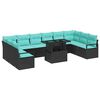vidaXL Tuin Sofa Set met kussen 11 pcs Zwart en blauw poly rattan