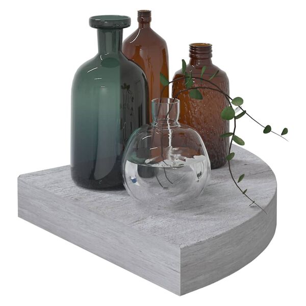 vidaXL Hoekwandschap 25x25x3,8 cm MDF betongrijs