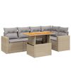 vidaXL 6-delige Loungeset met kussens poly rattan beige