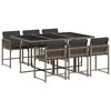 vidaXL 7-delige Tuinset met kussens poly rattan grijs