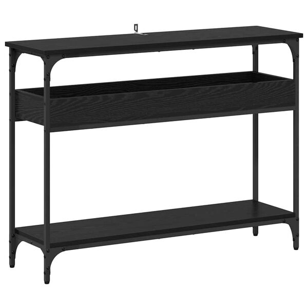 vidaXL Wandtafel met plank Zwart eiken 100 x 29 x 75 cm Bewerkt hout