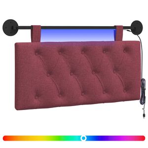 vidaXL Hangend hoofdbord Met LED-verlichting Wijnrood Stof