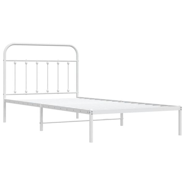 vidaXL Bedframe met hoofdbord metaal wit 100x200 cm