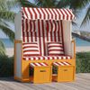 vidaXL Strandstoel met kussens poly rattan en hout rood en wit