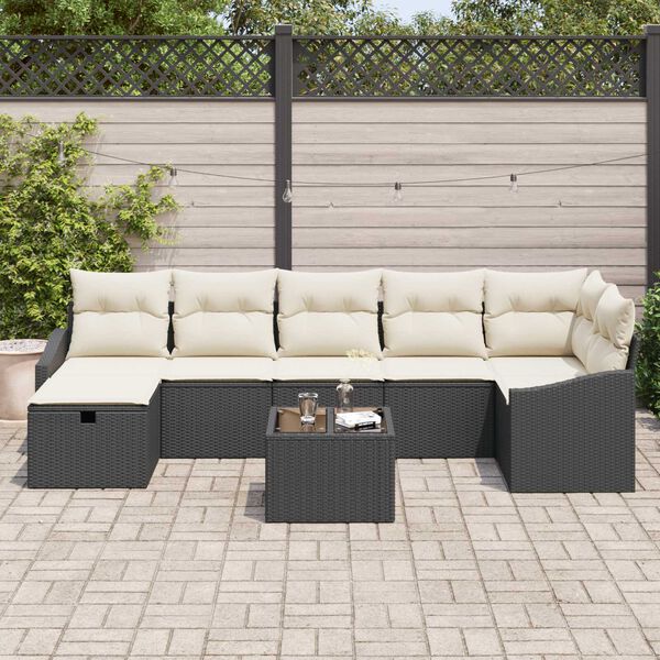 vidaXL Tuin Sofa Set met kussen 8 pcs Zwart 55 x 62 x 69 cm Poly riet
