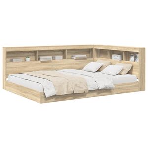 vidaXL Boekenkast Bed met plank Sonoma eiken 140 x 200 cm Bewerkt hout