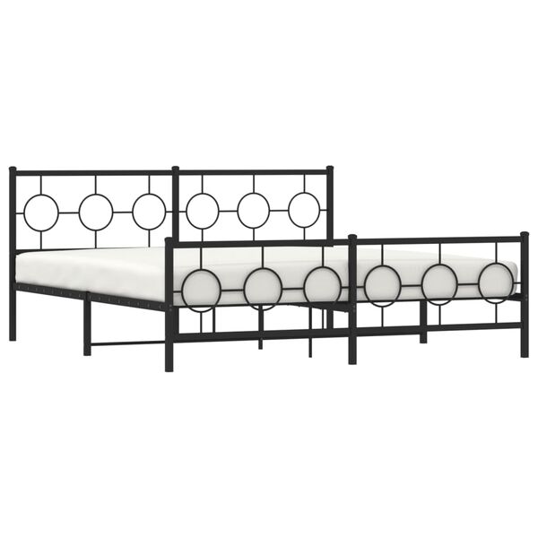 vidaXL Bedframe met hoofd- en voeteneinde metaal zwart 183x213 cm
