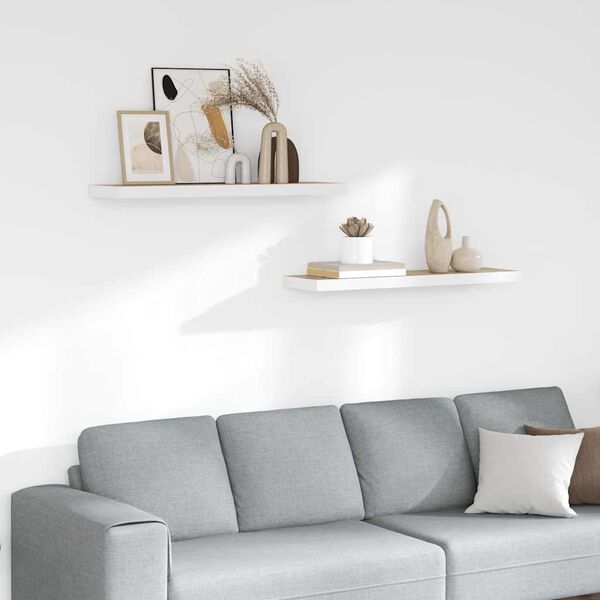vidaXL Wandschappen zwevend 2 st 80x23,5x3,8 cm MDF eikenkleurig wit