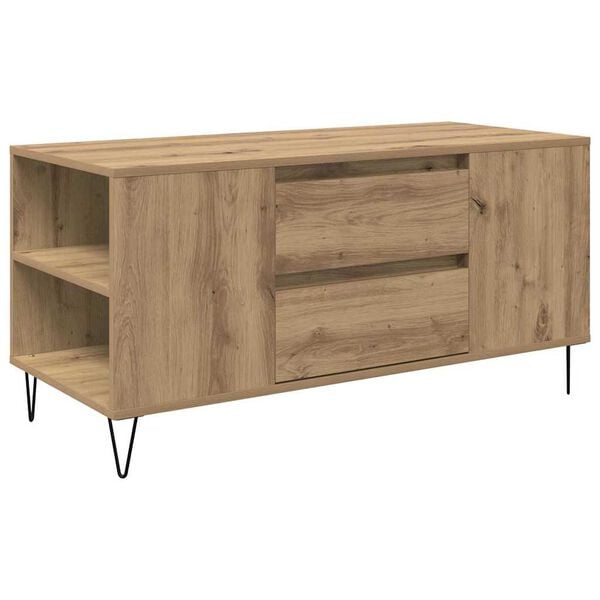 vidaXL Salontafel Artisan Eiken 102 x 44,5 x 50 cm Bewerkt hout