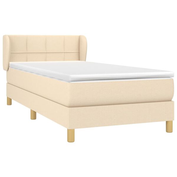 vidaXL Boxspring met matras stof cr&egrave;mekleurig 90x190 cm