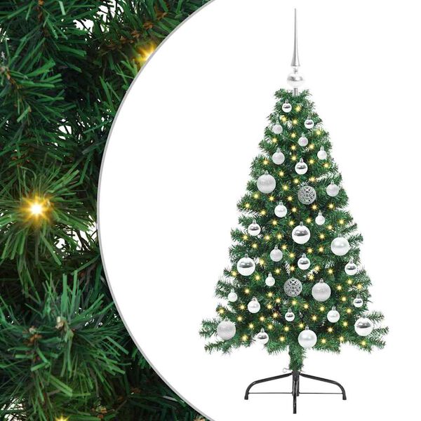 vidaXL Kunstmatig Voorverlicht Kerstboom met 150 LED Groen 120 cm PVC