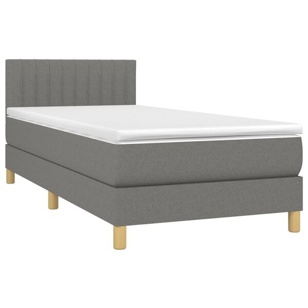 vidaXL Boxspring met matras stof donkergrijs 90x190 cm