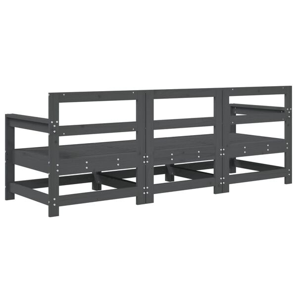 vidaXL 3-delige Loungeset massief grenenhout grijs