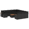 vidaXL 13-delige Loungeset met kussens poly rattan zwart