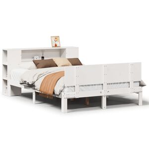 vidaXL Bed met boekenkast zonder matras grenenhout wit 160x200 cm