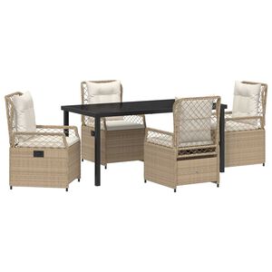 vidaXL Tuin eettafelset 5 pcs Beige en Cr&egrave;me Wit poly rattan