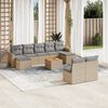 vidaXL 10-delige Loungeset met kussens poly rattan gemengd beige