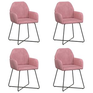 vidaXL Eettafelstoelen 4 st fluweel Roze 55 x 50 x 84 cm