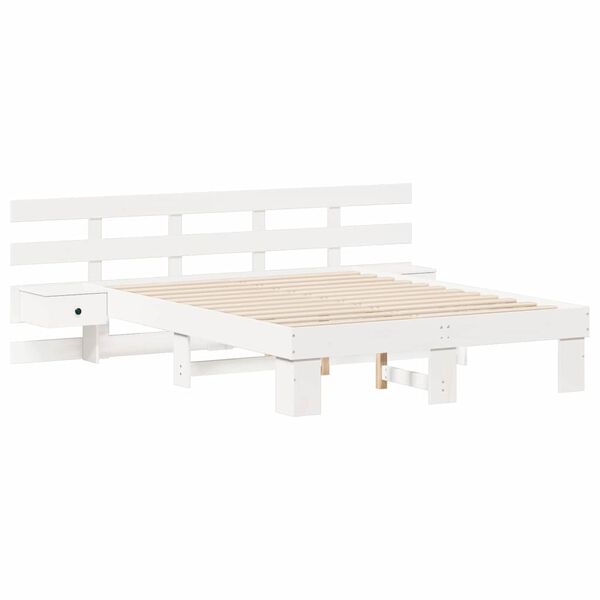 vidaXL Bedframe met hoofdeinde Wit 135 x 190 cm Massief grenenhout