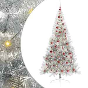 vidaXL Kunstmatig Voorverlicht Kerstboom met 300 LED Zilver 210 cm PET