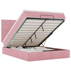 vidaXL Ottoman bed met matrassen 140x190cm fluweel roze