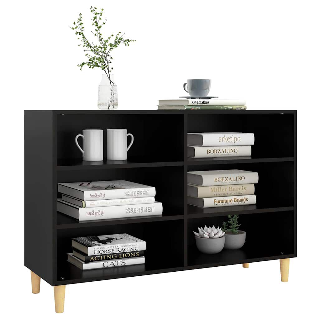 vidaXL Dressoir met lade Zwart Eiken 101,5 x 35 x 70 cm Bewerkt hout