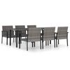 vidaXL 7-delige Tuinset poly rattan grijs