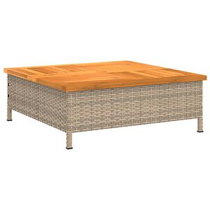 vidaXL Tuintafel 70x70x25 cm poly rattan en acaciahout beige