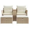 vidaXL Tuinbank 2-zits met voetenbanken poly rattan beige