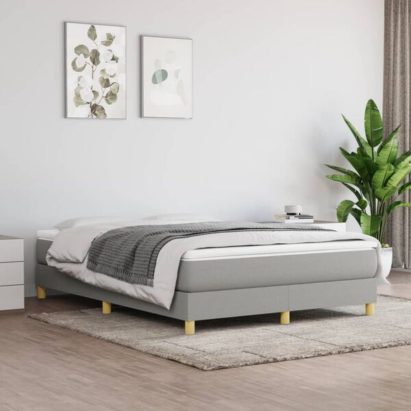 vidaXL Boxspring met matras stof lichtgrijs 140x190 cm